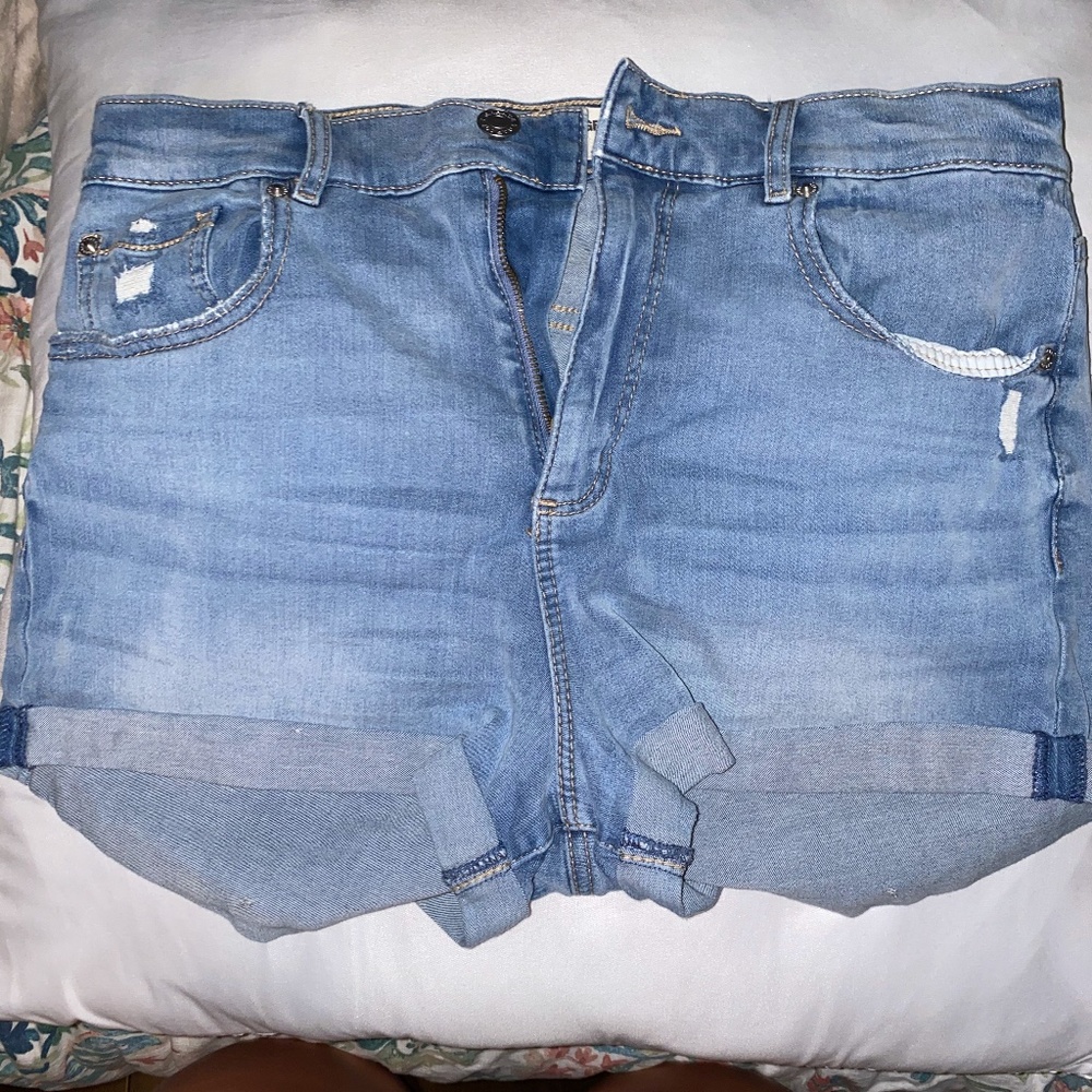 Light wash jean shorts